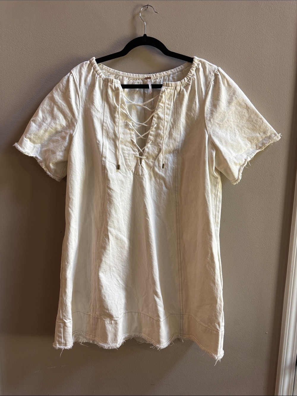 Free People Lace-Up Short Sleeve Tunic Top